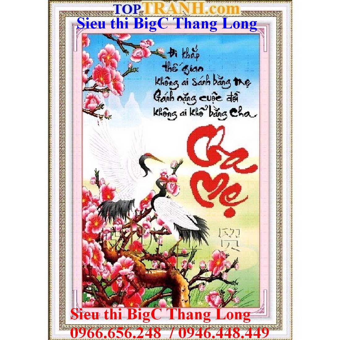Tranh thêu chữ thập chữ cha mẹ 222404 chưa thêu
