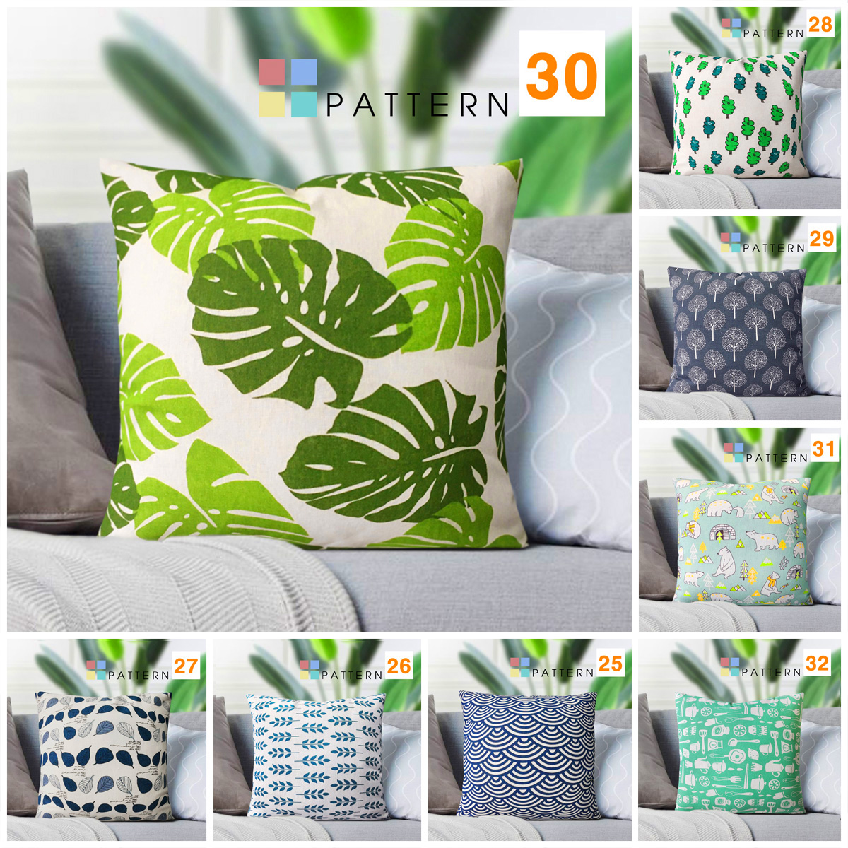 Vỏ Gối Tựa Sofa PATTERN (NO17-32) (45x45cm)
