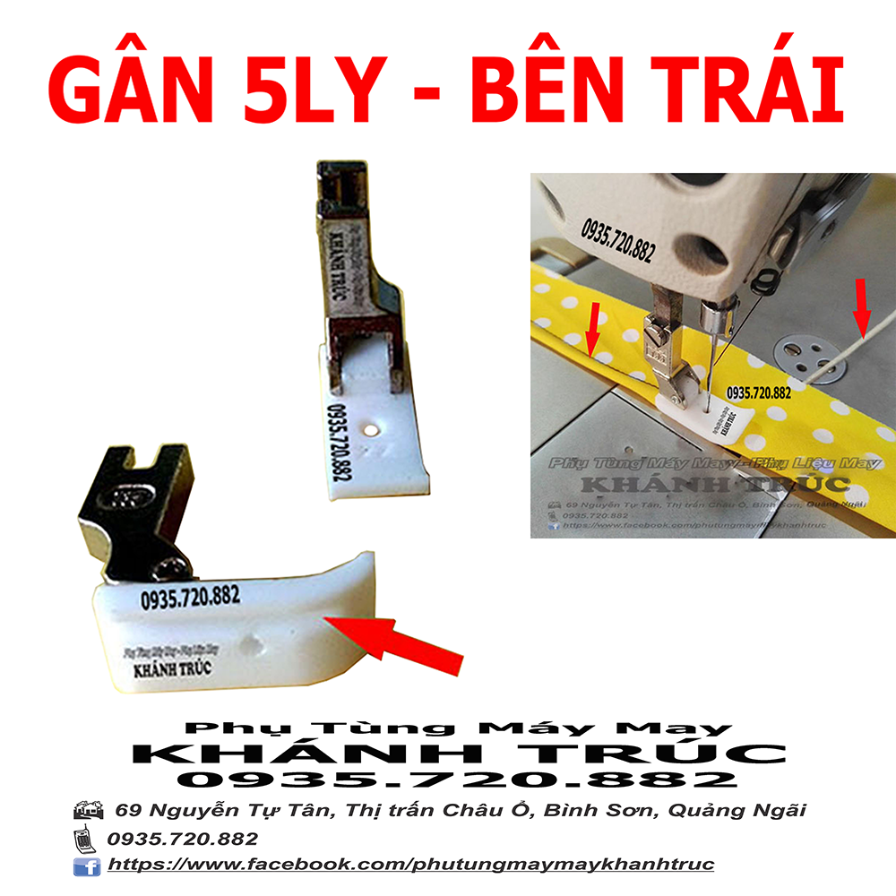 Chân vịt nhựa lỗ gân TRÁI máy may công nghiệp 1kim