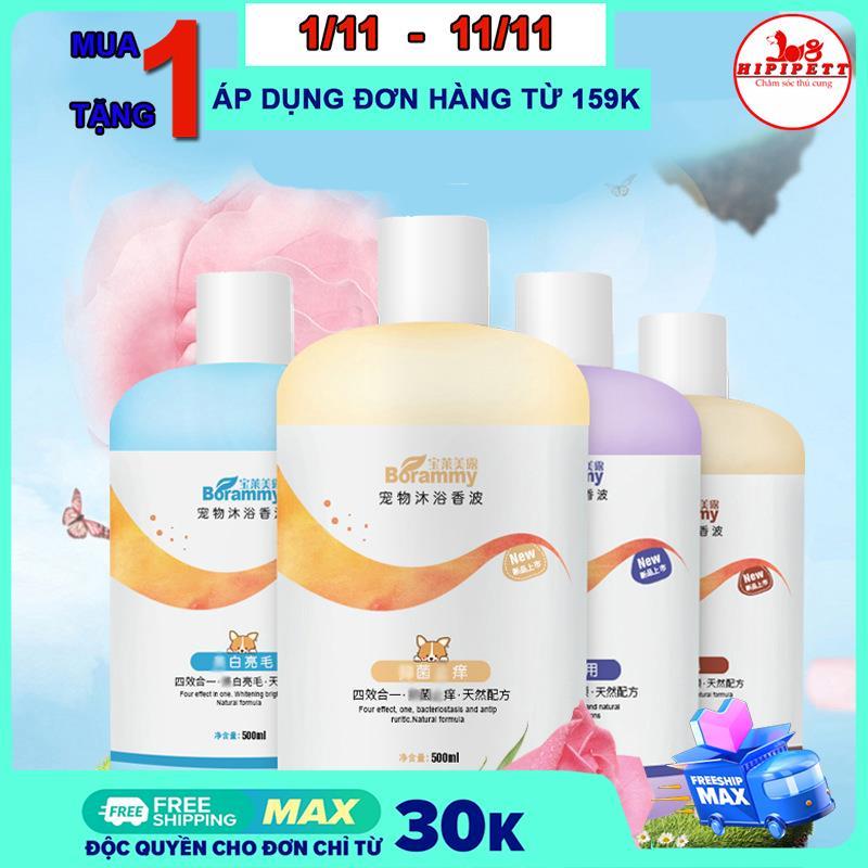 Sữa tắm chó mèo BORAMMY dưỡng chất hoa hồng nuôi dưỡng lông loại 500ml