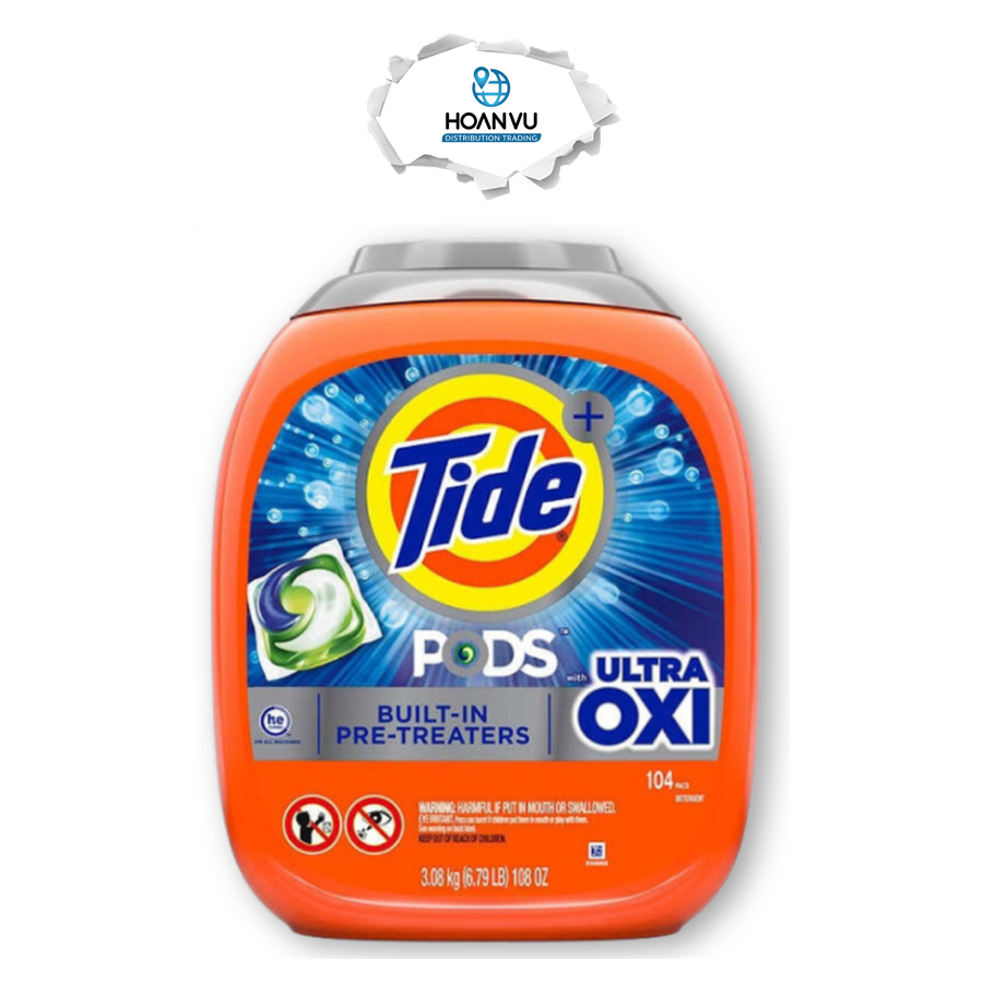 Viên giặt Tide Pods with Ultra Oxi HE Laundry Detergent Pods 104 viên