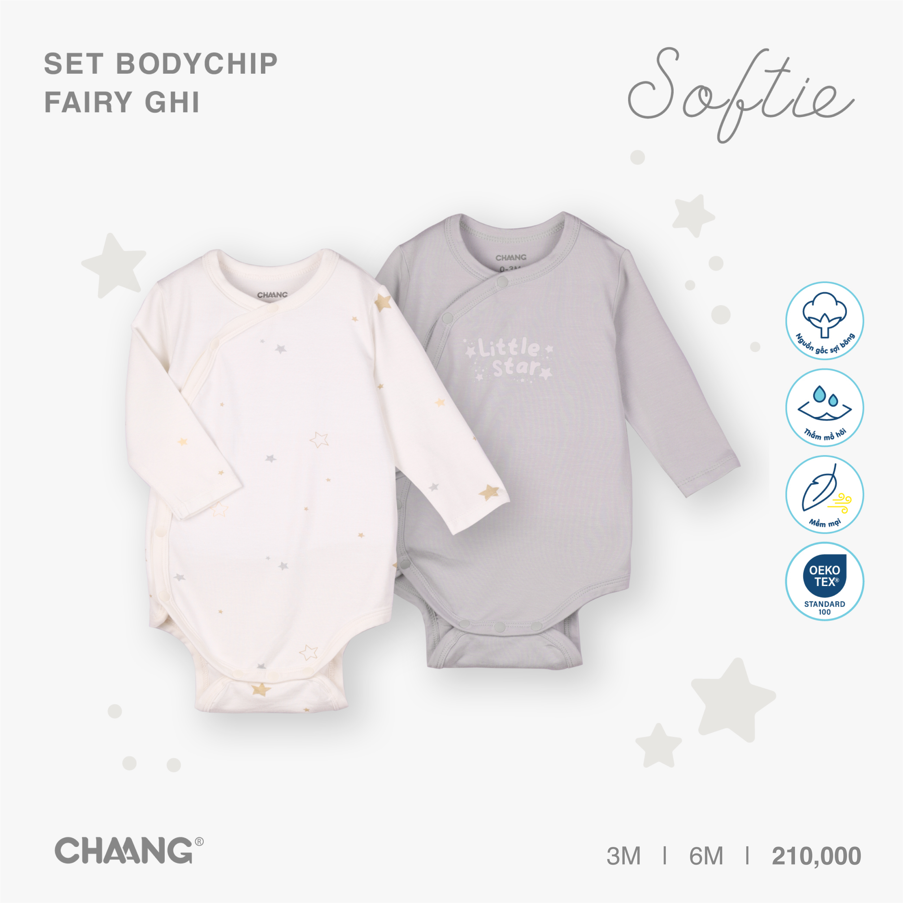 [CHAANG] Set 2 chiếc bodychip sơ sinh Fairy Chaang