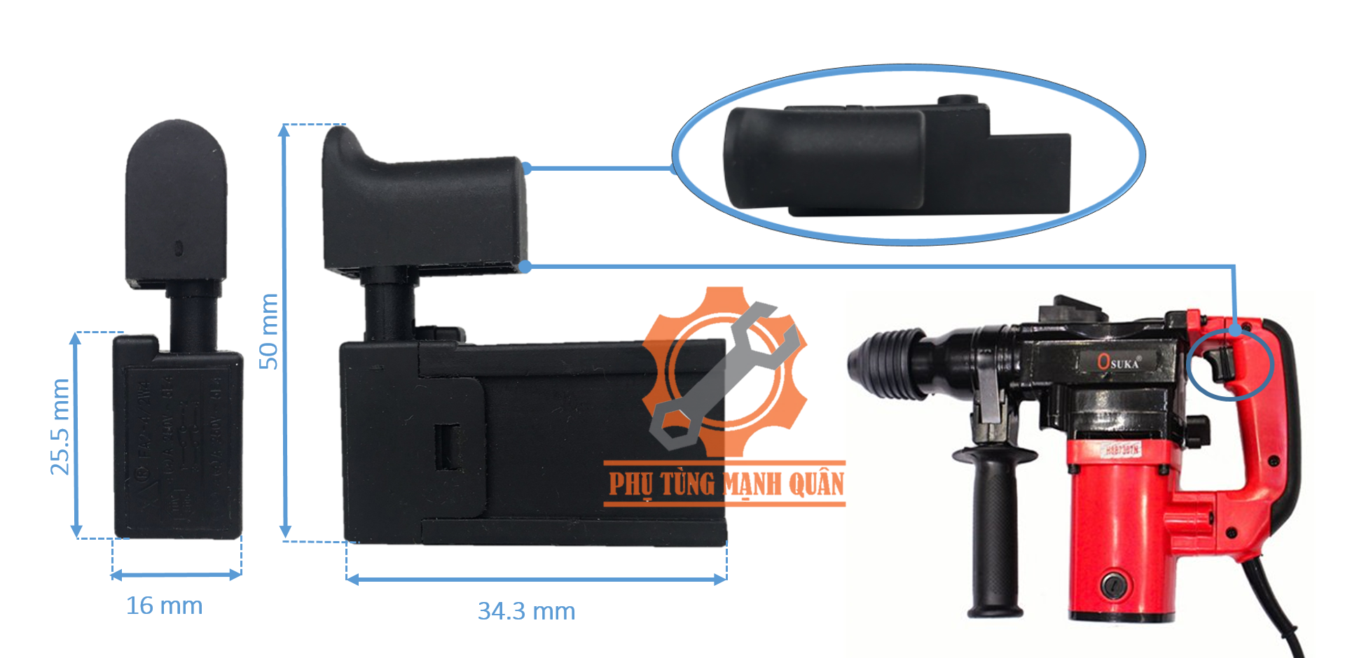 Công tắc máy khoan đục Osuka