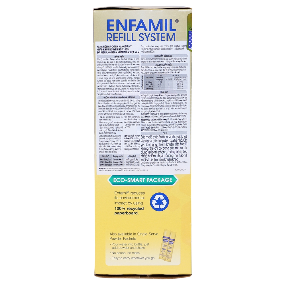 Enfamil NeuroPro Infant Formula, 0 - 12 tháng, 890g (hộp giấy)