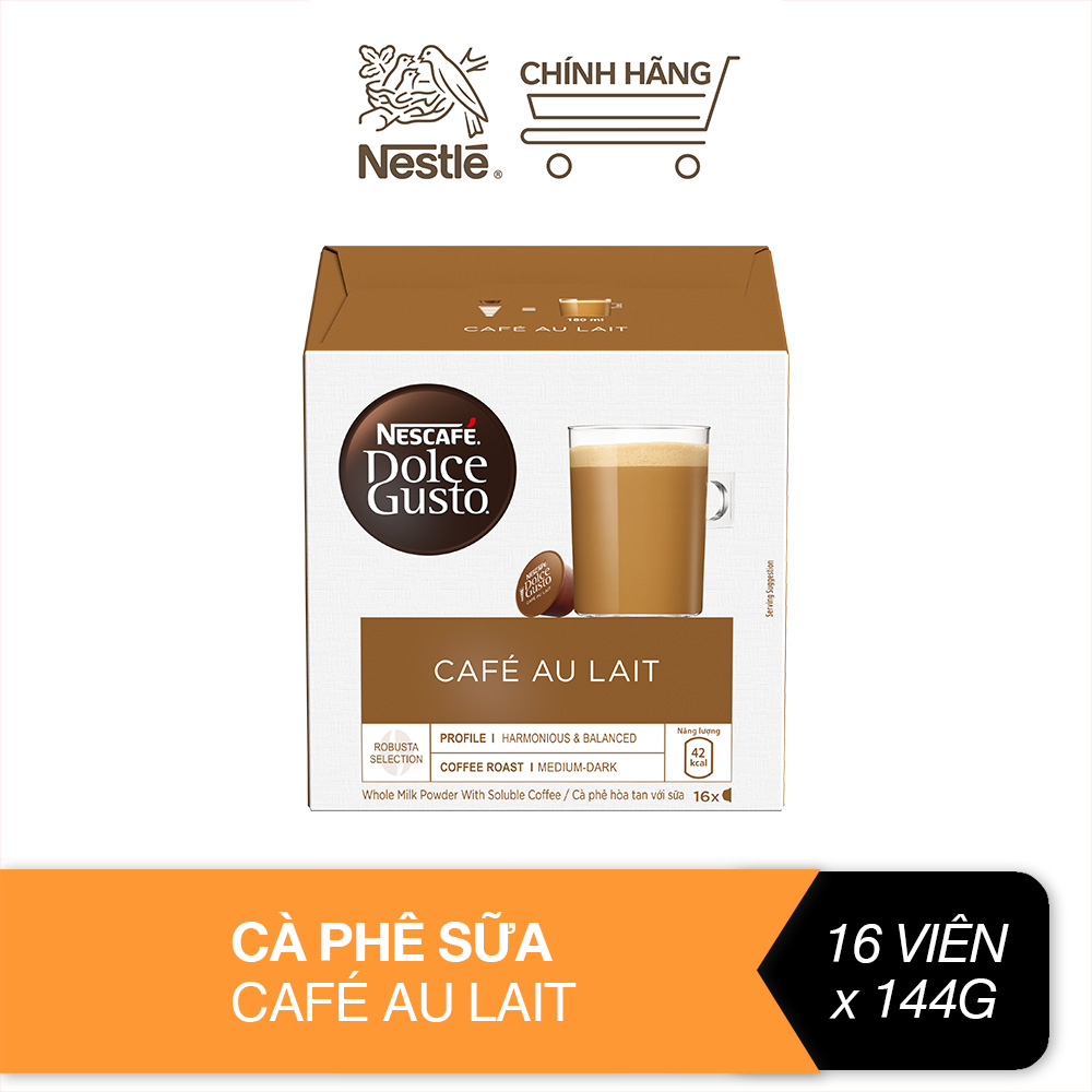 Cà phê sữa Nescafé Dolce Gusto - Café Au Lait hộp 144g 16 viên nén