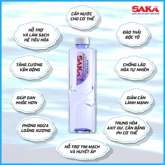 [HCM]Nước Uống Ion Kiềm Thiên Nhiên SAKA 6 chai 550ml