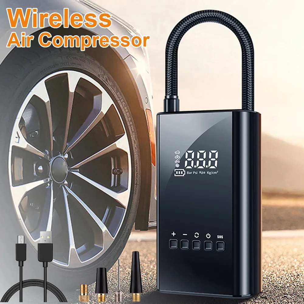 Máy Nén Khí Xe Hơi - Bơm Xe Máy Không Dây Đa Năng L3024 60w Có Đèn Cổng USB Sạc Điện Thoại, Bơm Hơi Mini Thiết Kế Hiện Đại Gọn Nhẹ, Dễ Dàng Bơm hơi Ô tô, xe máy chuyên dụng Mang Theo, Không Cồng Kềnh，Bơm mini giá rẻ.