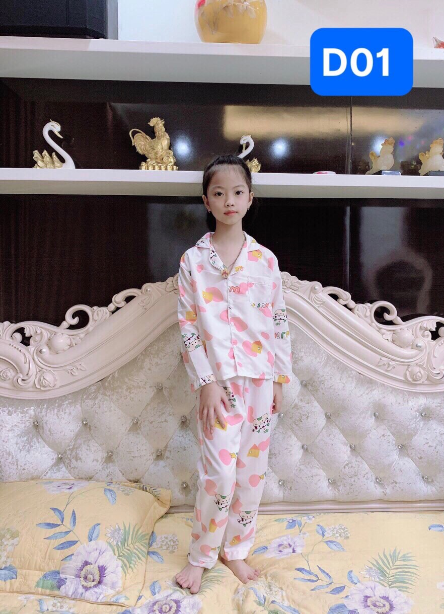 Quần áo trẻ em ,Bộ đồ ngủ pijama dài tay cho bé, với chất kate thái mềm mại từ (12 tháng - 10 tuổi) size từ 15-45kg