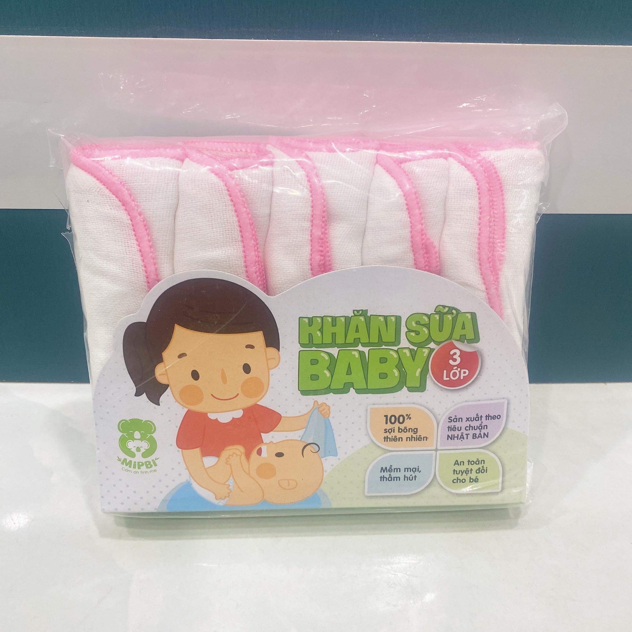 Mipbi khăn sữa baby 3 lớp hộp 10 cái