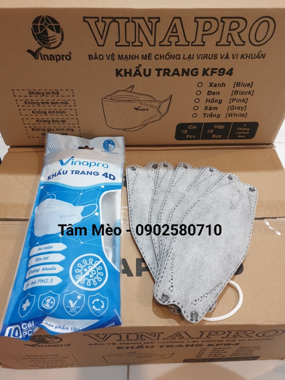 Khẩu trang KF94 Vinapro 4 lớp (1 bịch 10 cái)