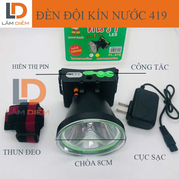 Đèn pin sạc đội đầu công suất lớn hiển thị phần trăm pin nđ 320 -530 - 68