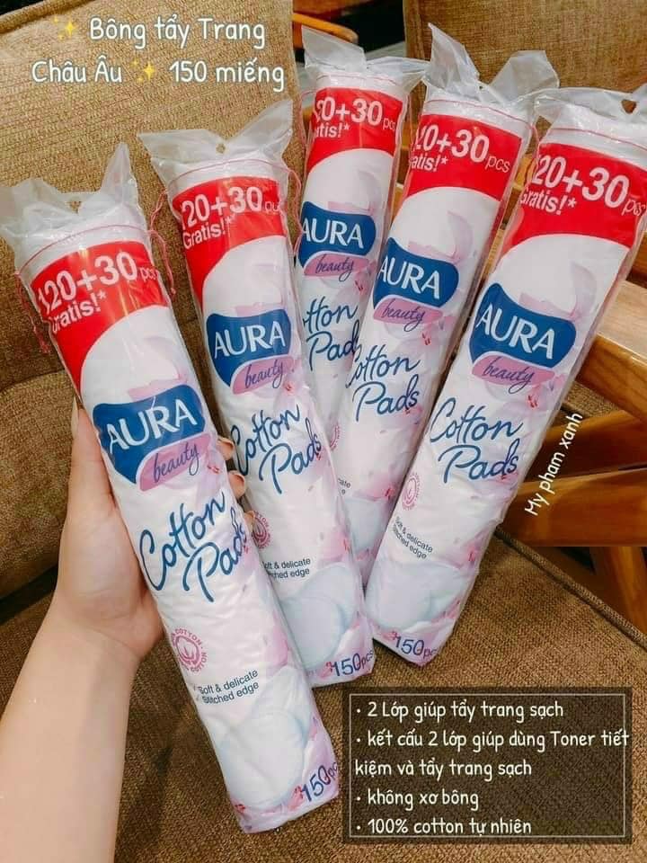 Bông tẩy trang Aura Cotton Pads 150 miếng