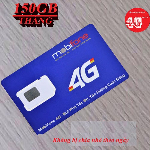 SIM 4G MOBIFONE CÓ 150Gb/THÁNG TỐC ĐỘ CAO MDT150A (THÁNG ĐẦU KHÔNG PHẢI NẠP TIỀN)