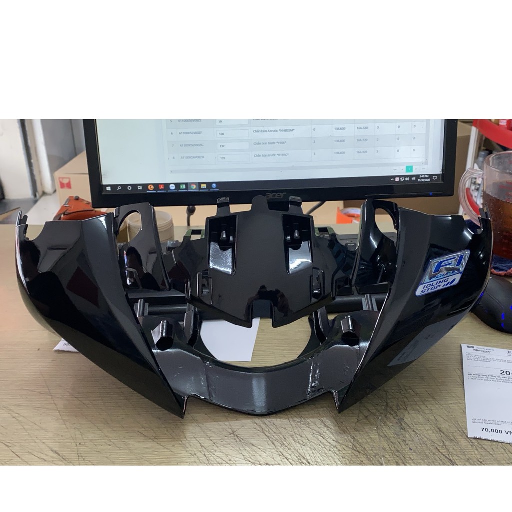 Nắp trước tay lái/ ốp đầu trước sh 2017-2019 màu đen bóng, chính hiệu honda motor vn