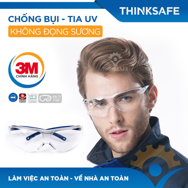 Giá bán Kính bảo hộ 3M V34 Mắt kính chống tia UV, chống bụi, chắn gió, chống đọng sương. Mắt kính trong suốt, bảo vệ mắt trong y tế, lao động, đi xe máy - Bảo hộ Thinksafe