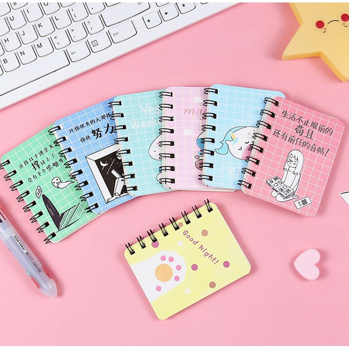 [HCM]Sổ tay ghi chép mini lò xo gáy xoắn nhỏ hình hoạt hình đáng yêu sản phẩm tốt chất lượng và độ bền cao cam kết hàng đúng như hình ảnh