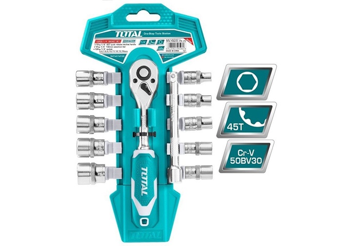 1/4" bộ cờ lê lực và đầu tuýp 12 chi tiết total tht14114126