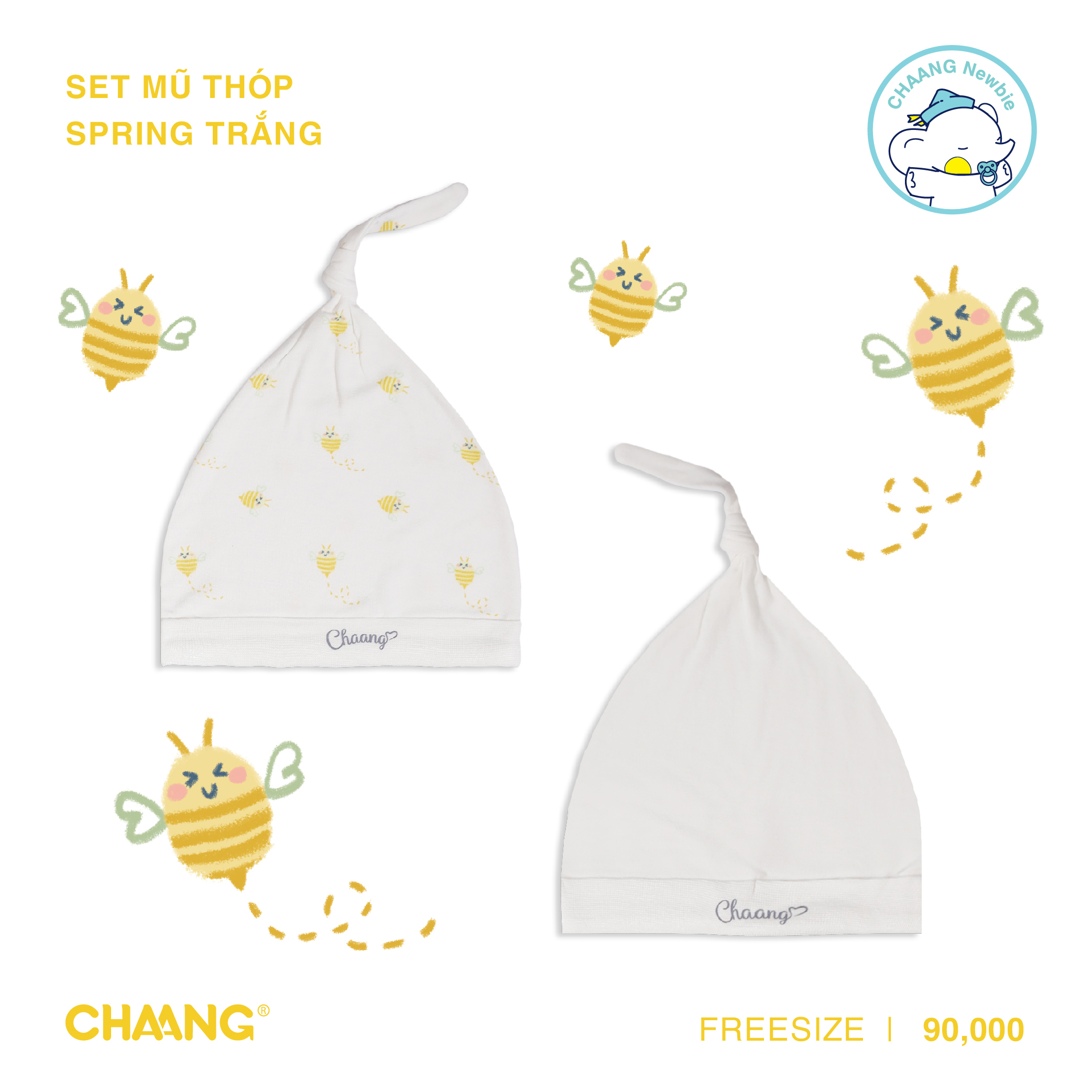 Set 2 chiếc mũ thóp cho bé sơ sinh Spring CHAANG