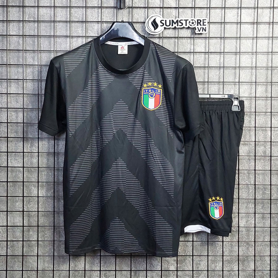 Áo Thể Thao Bóng Đá Đội Tuyển Italia Đen - Bộ Đồ Đá Banh 2023