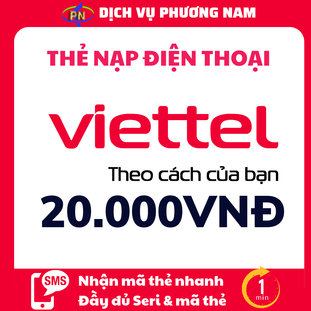 Thẻ VIETTEL 20.000đ & PHÍ CHUYỂN nhận mã cực nhanh qua SMS/CHAT