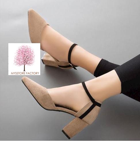 Giay Cao Gót Bít Mũi Viền 7p Nhung CG-0217