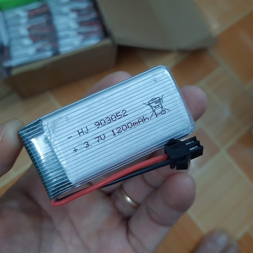 Pin sạc 3.7v 1200mah cổng nối SM-2P dùng cho flycam, máy bay, ô tô điều khiển từ xa xe đồ chơi trẻ em