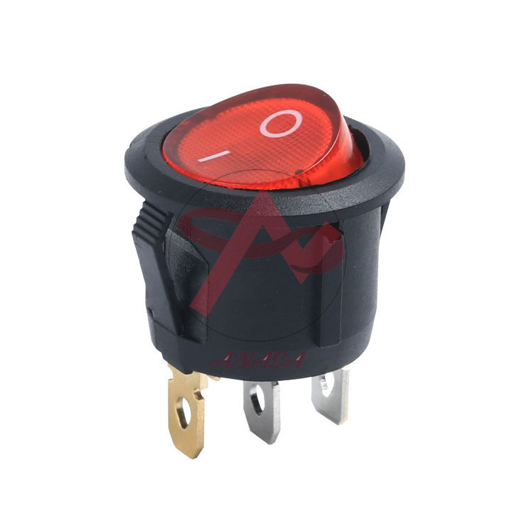 Công Tắc Bập Bênh Tròn Có Đèn 3 Chân KCD2 6A 250V