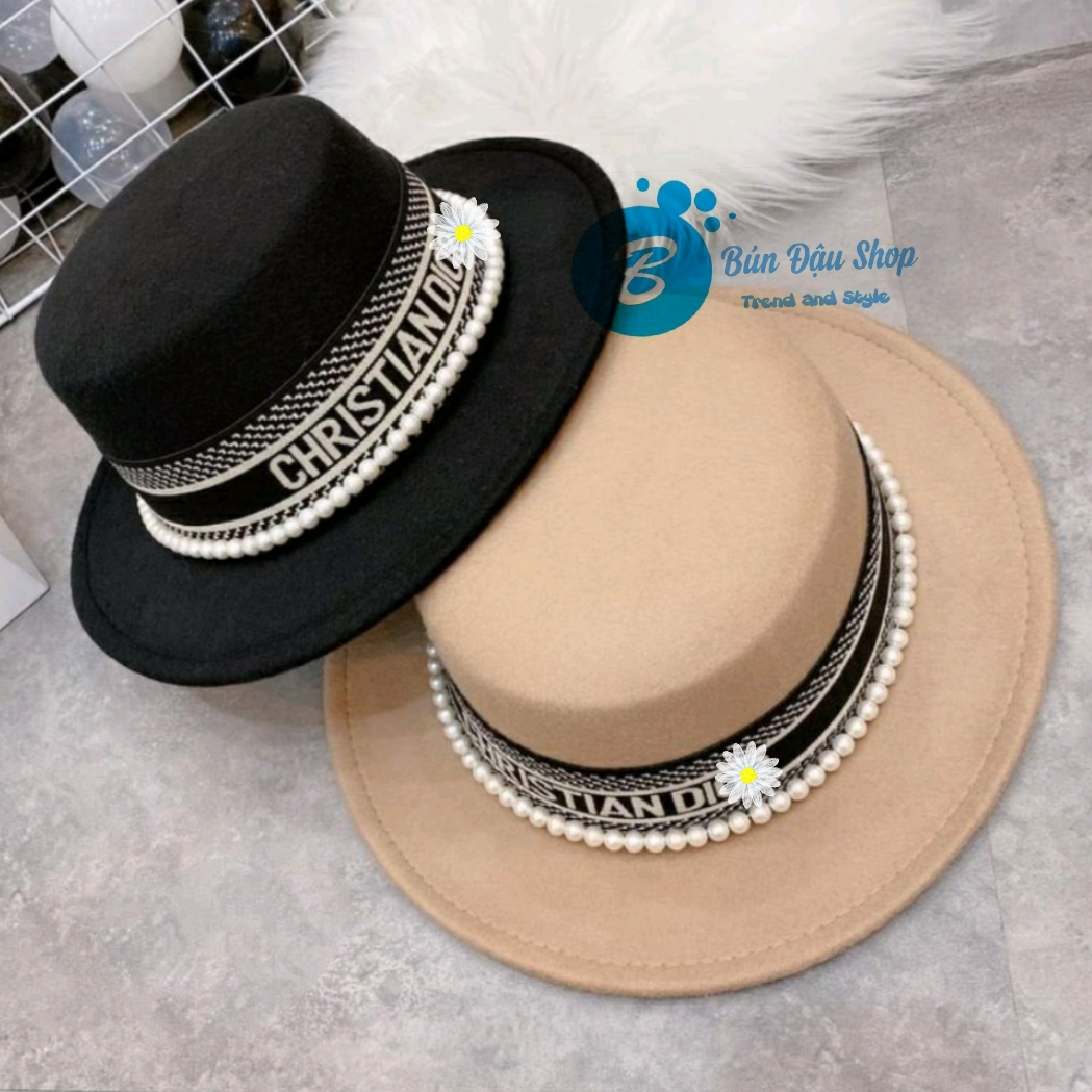 Hat felt đỉnh by belt Dr black delivery Pearl
