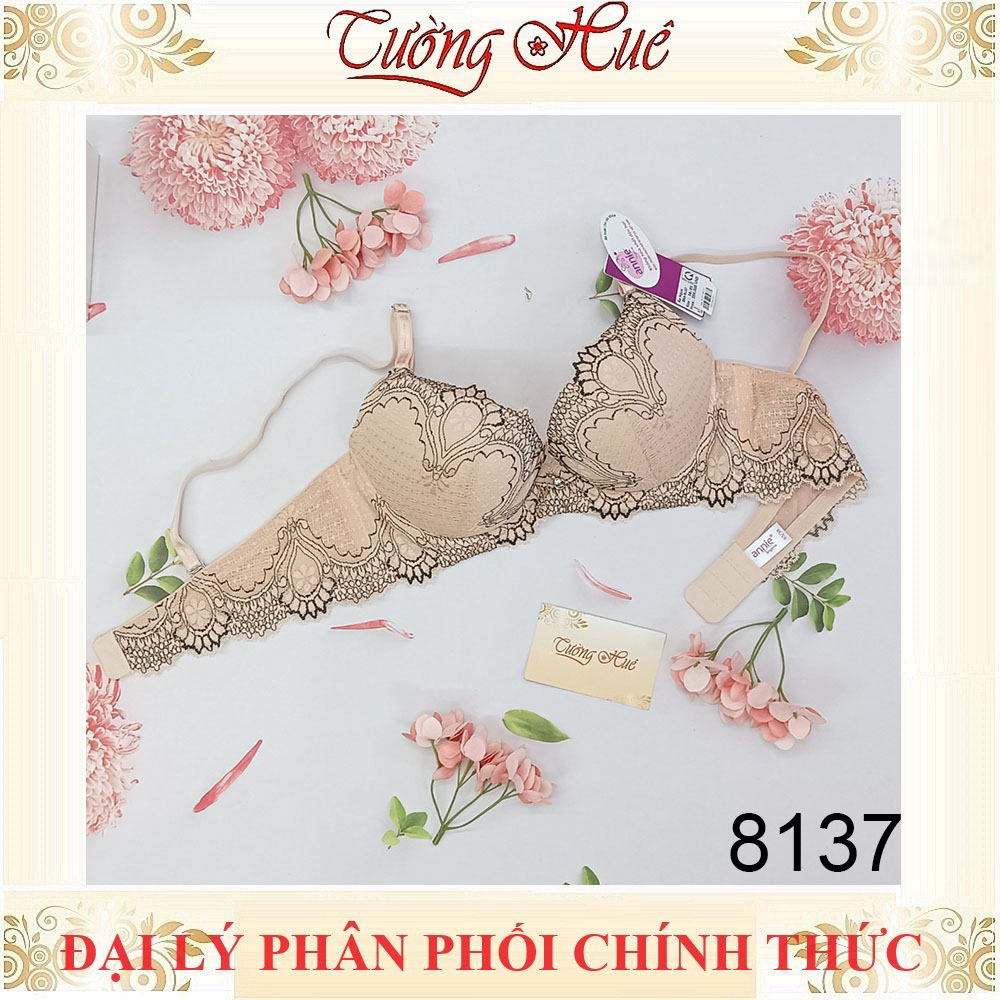 Áo lót nữ annie 8137 phối ren họa tiết có gọng mút dày 2cm.