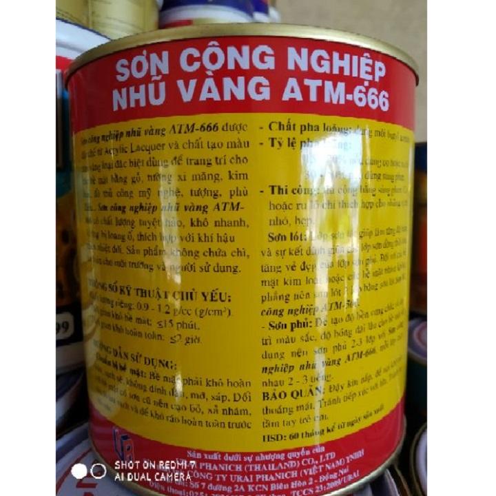 Sơn Nhũ Vàng ATM 666 875ML, sơn đa năng dùng cho tôn sắt kẽm
