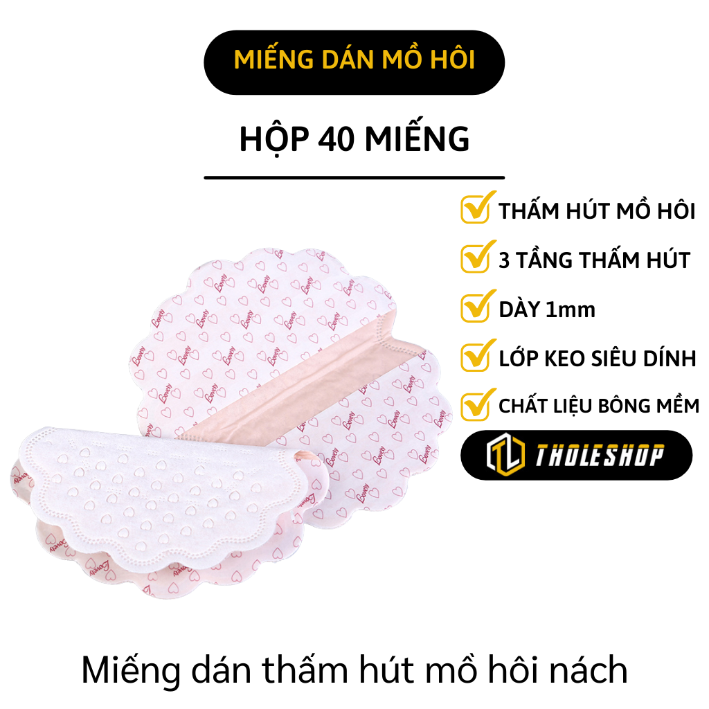 Miếng dán thấm mồ hôi nách - Hộp 40 miếng dán khử mùi hôi nách, diệt khuẩn hiệu quả có mùi thơm