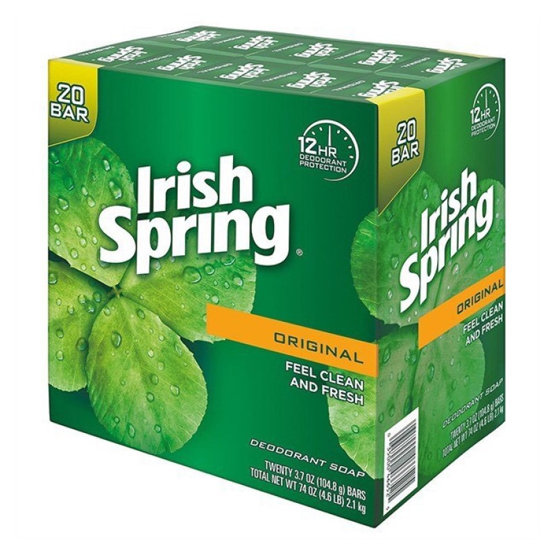 Combo 4 cục xà bông Irish Spring Original size lớn 104.8g x 4 diệt khuẩn, khử mùi - Mỹ