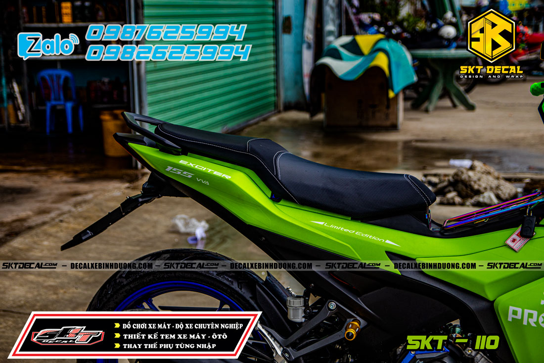tem trùm exciter 155 xanh lá đơn giản