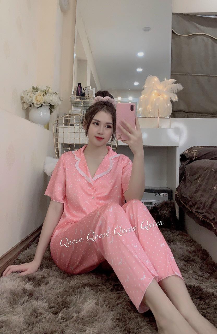 [HCM]Đồ Bộ Lụa Satin Tiểu Thư Tay Ngắn