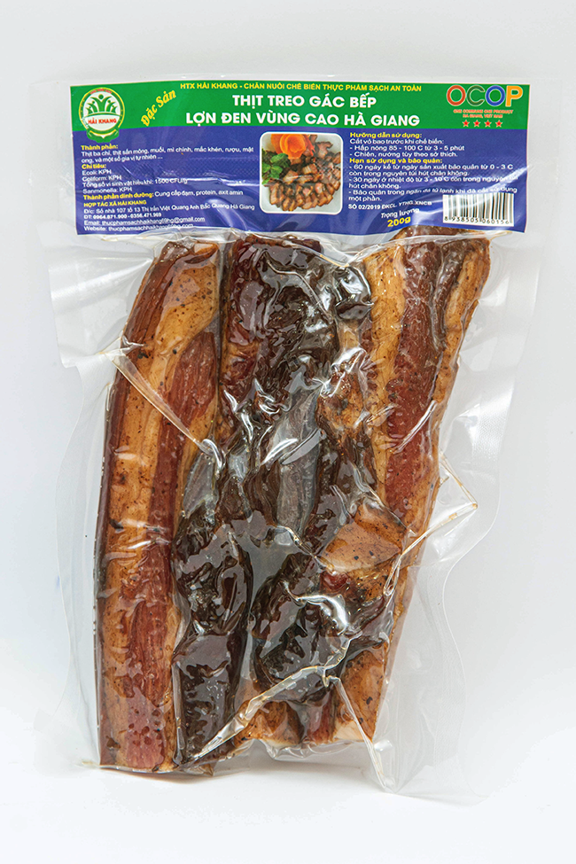 Thịt ba chỉ treo gác bếp lợn đen vùng cao Hà Giang [200gr]
