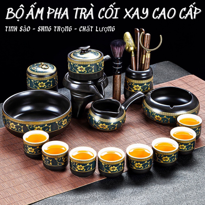 Bộ ấm chén trà đạo cối xay gốm sứ Tử Sa cao cấp (bao gồm bộ 18 chi tiết , 17 chi tiết ,11 chi tiết , 8 chi tiết)