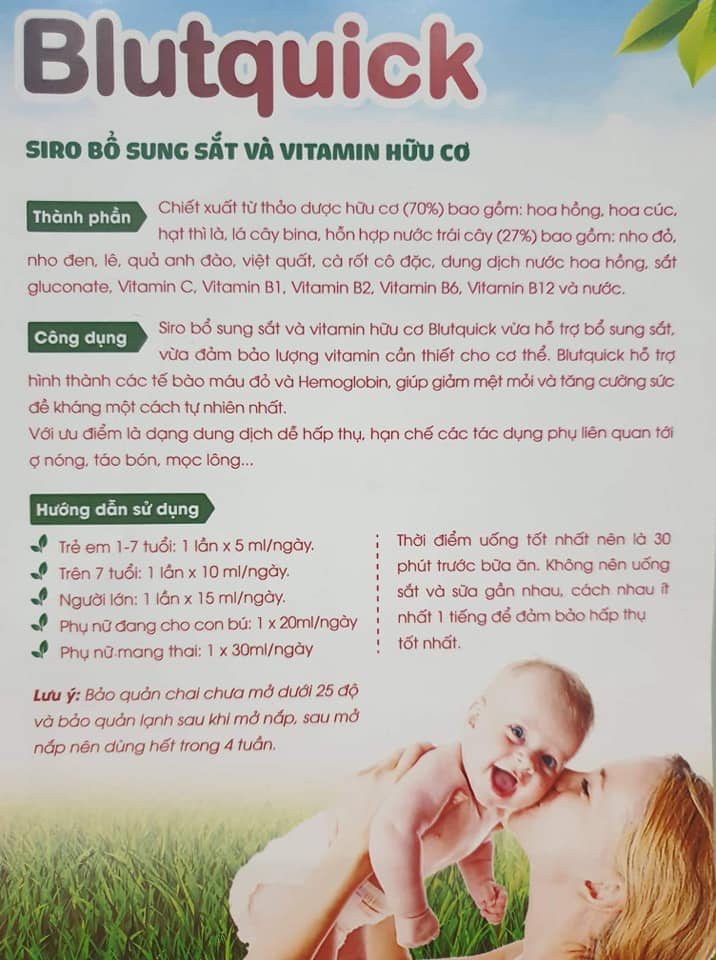 Dung dịch bổ sung sắt hữu cơ Blutquick Đức
