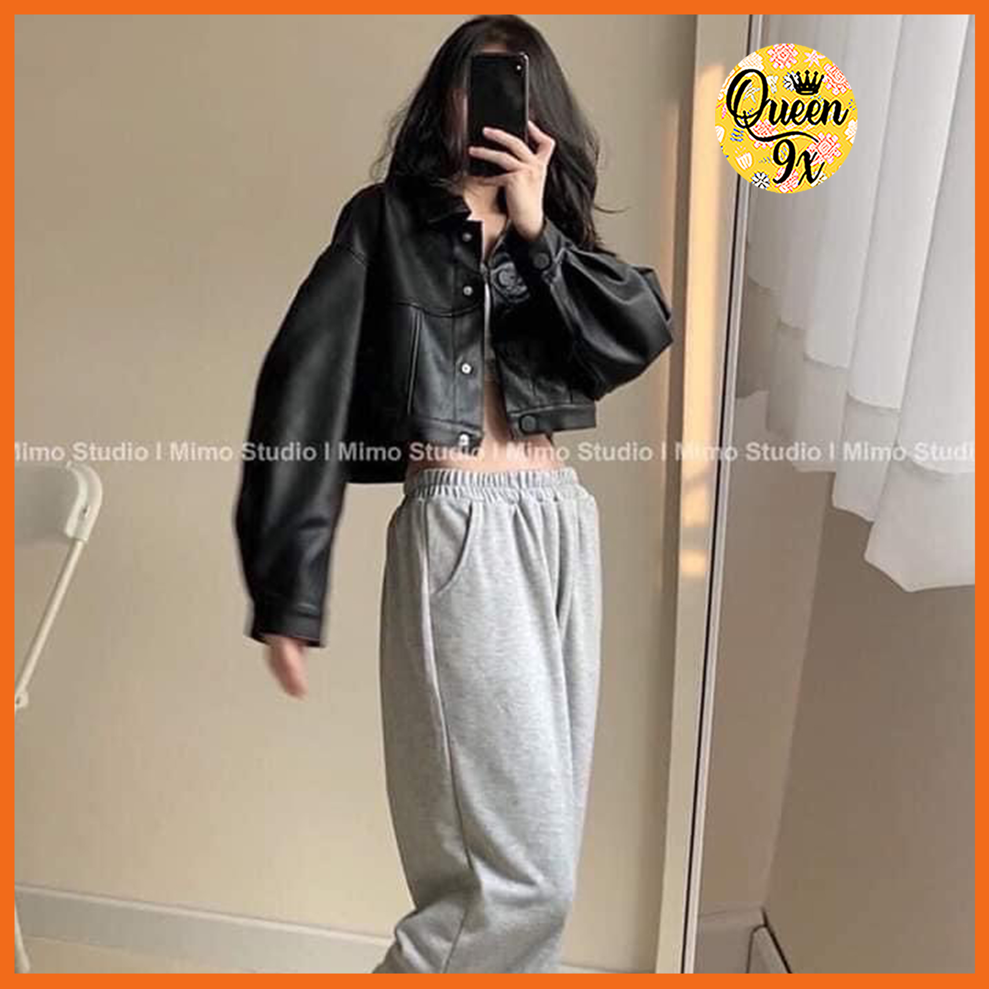 Áo khoác da croptop basic cá tính trẻ trung