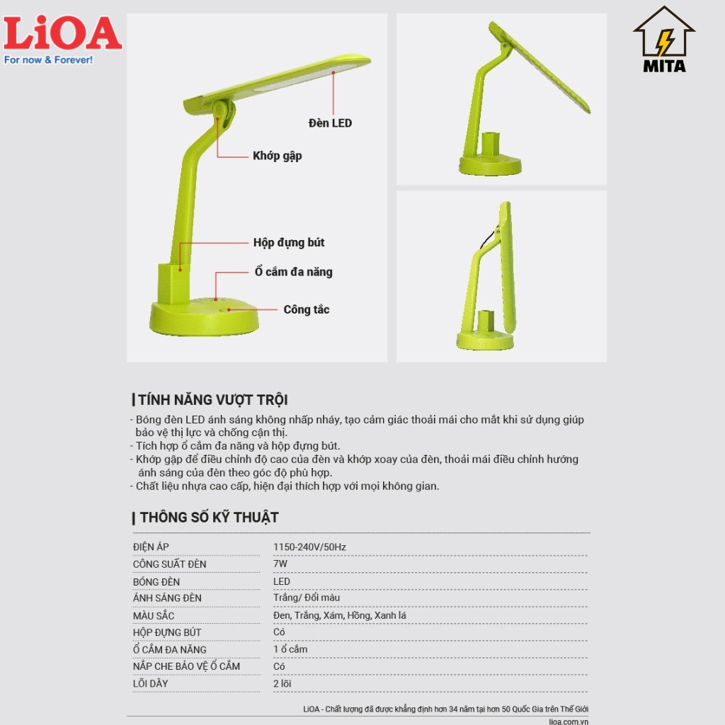 Đèn bàn LED kiểu dọc LiOA - MITA