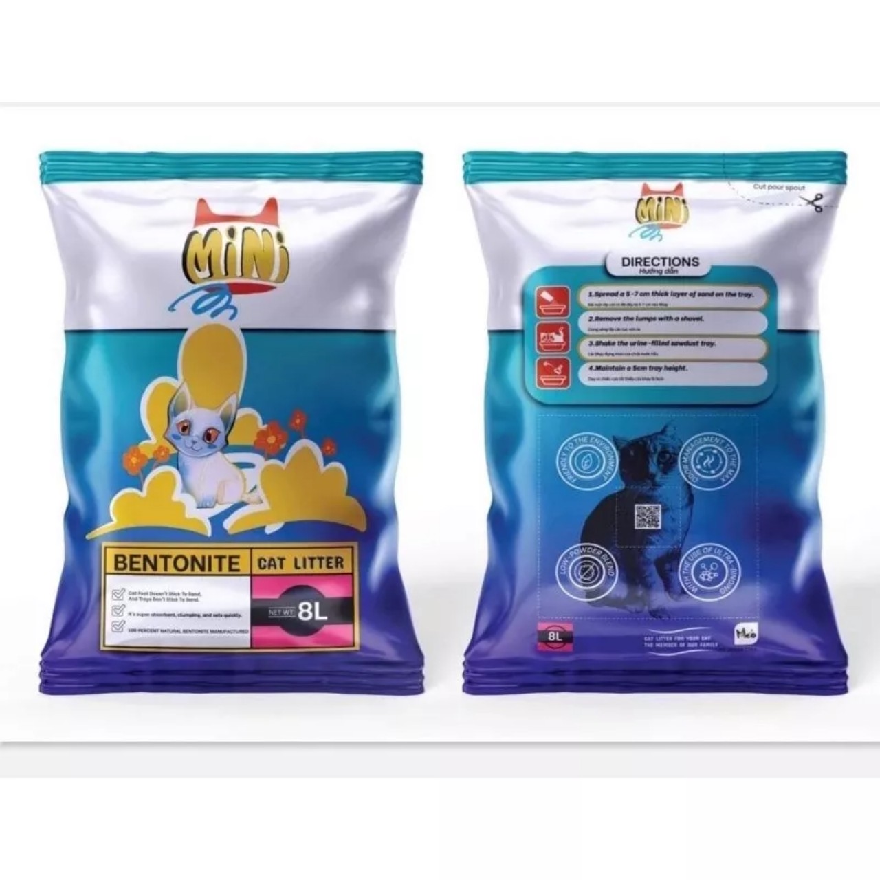 CÁT vệ sinh MÈO MINI CAT bao 4kg - 8L