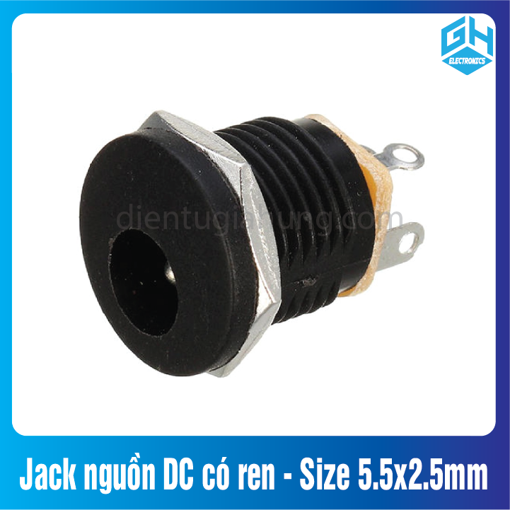 Set Jack nguồn DC có ren - Size 5.5x2.5mm ( DC-022)
