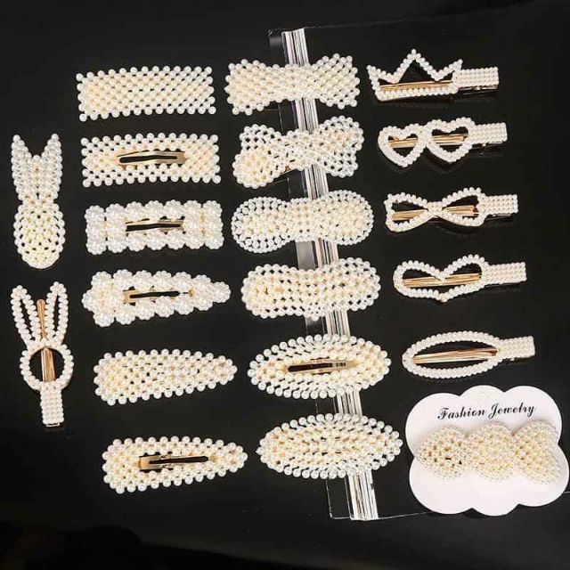 Set 20 Kẹp Tóc Đính Hạt Nhiều Kiểu Dáng