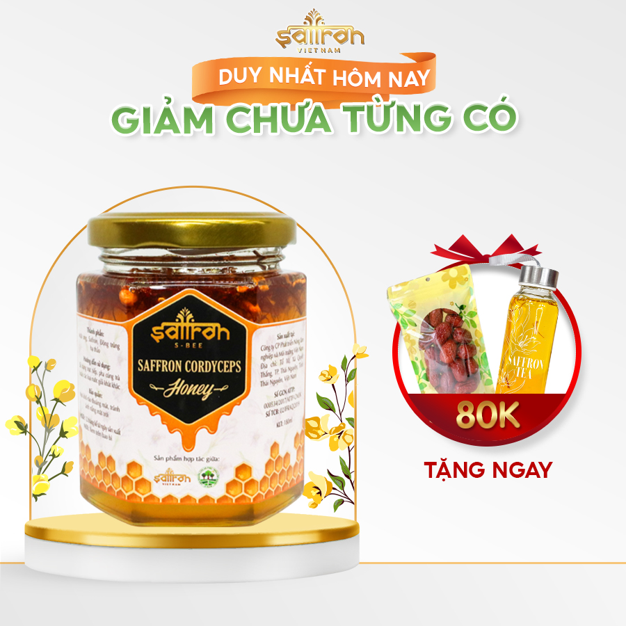 Saffron honey Cordyceps 180ml (1gr of Cordyceps + 1gr saffron)