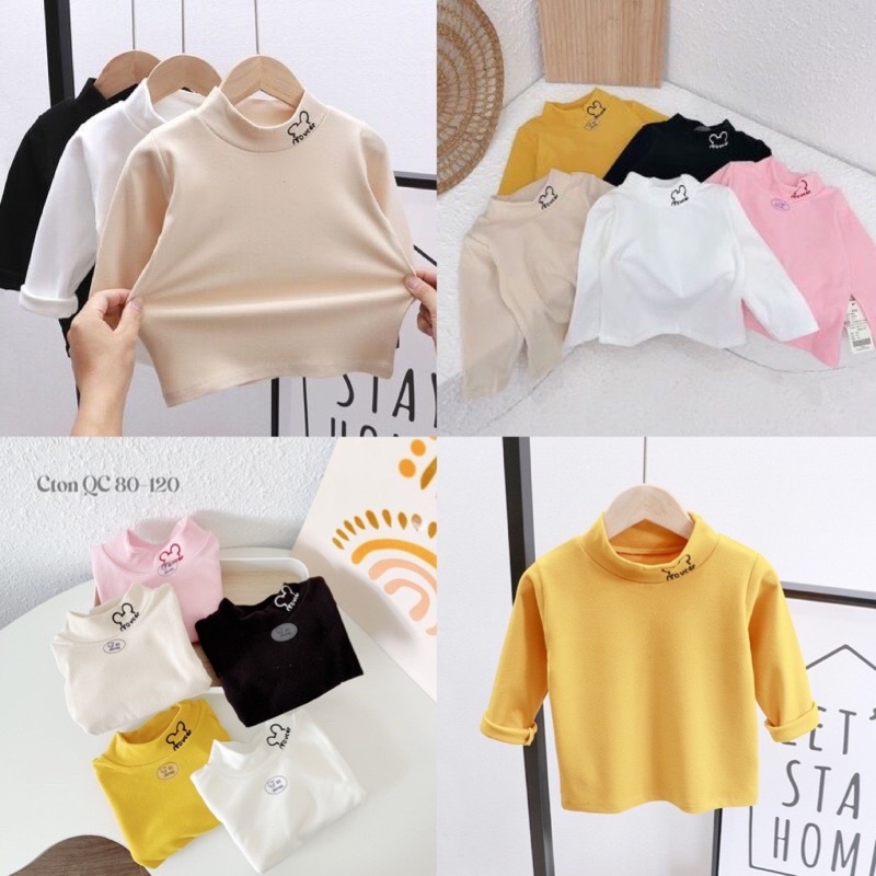 Áo cotton nỉ cổ 3p hàng qc cho bé