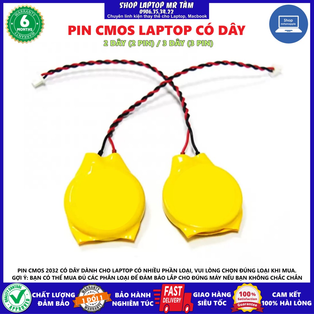 Lẻ 1 viên pin cmos laptop có dây