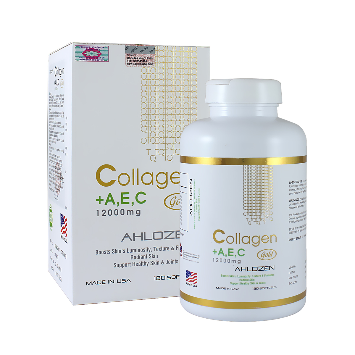 HCMViên Collagen AEC GOLD 12000mg hộp 180 Viên Hàng USA