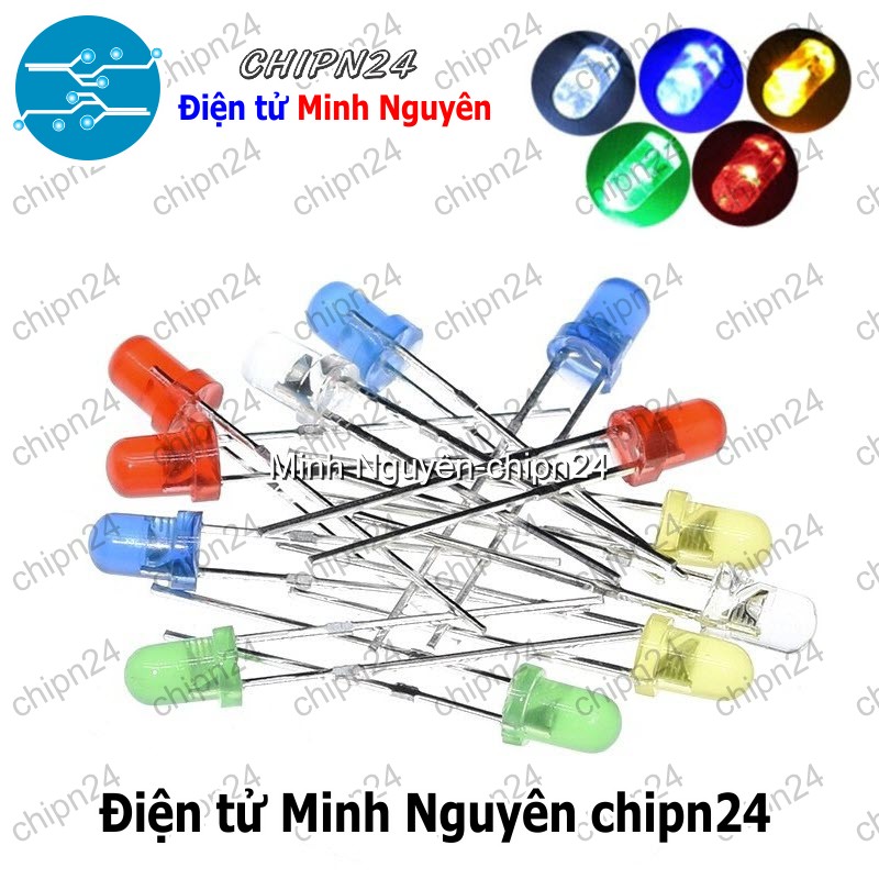 [50 con] (TK1) Led 3mm Vỏ Đục Màu ra Màu (Đỏ/Vàng/Xanh Lá/Dương/Trắng/Cam) - [Chọn Loại] - HHH.00191