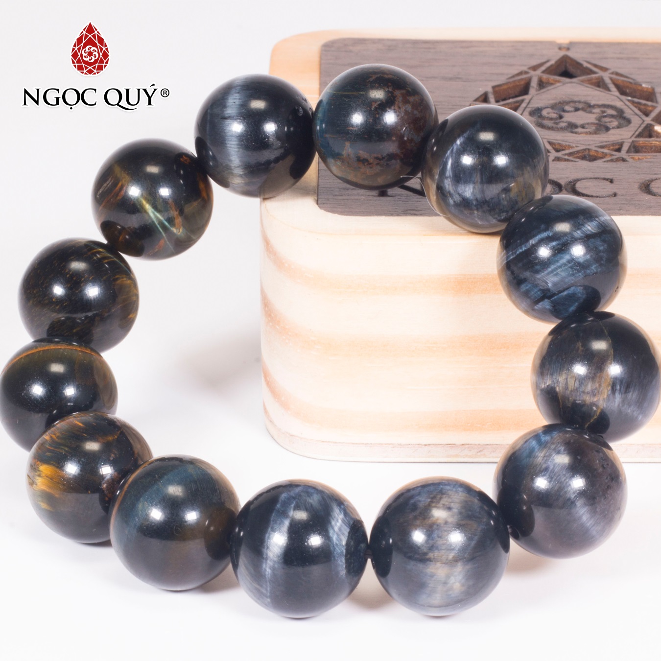 [HCM]Vòng tay phong thủy đá mắt hổ xanh đen mệnh thủymộc - Ngọc Quý Gemstones