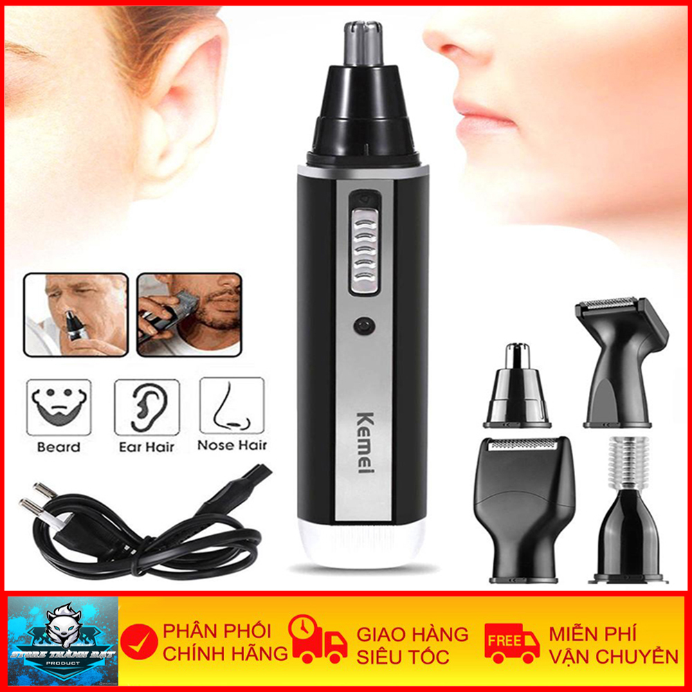 Bộ Cắt Tỉa Đa Năng Kemei - KM6630 Loại 4 Đầu 3 Cấp Độ, Tỉa Râu, Tỉa Lông Cơ Thể, Tông Đơ Mini Cắt Tóc Cho Bé - An Toàn, Tiện Lợi - Bảo Hành 6 Tháng