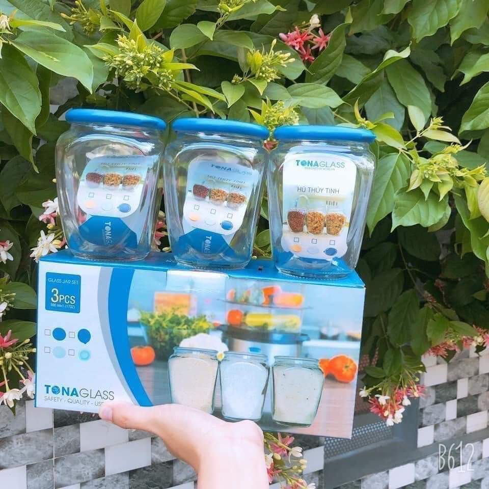 BỘ 03 HỦ THUỶ TINH GLASS JAR 500ml
